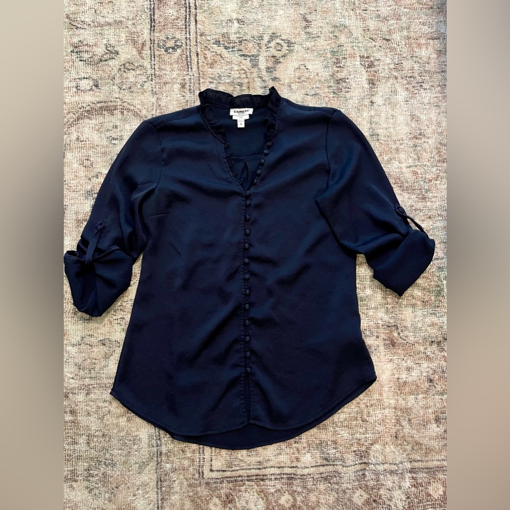 Express Navy Blouse Size Slim Medium